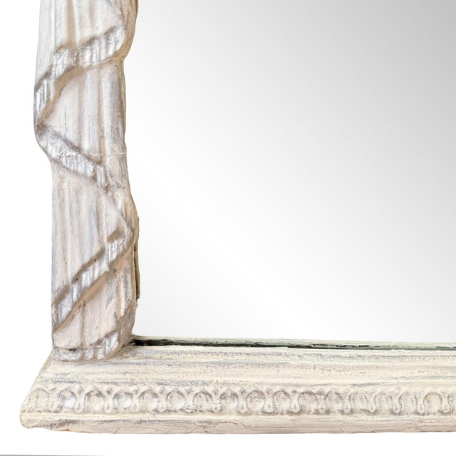 Faux Drapery Carved-Wood Overmantel Mirror For Sale - Image 11 of 12