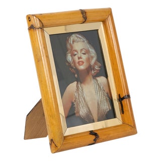 Midcentury Rectangular Picture Frame in Bamboo and Glass, 1970s For Sale