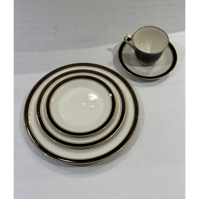 1990s Noritake Ivory China Model 7274 Ivory & Ebony, Made in Japan - 11 Place Settings- 62 Pieces For Sale In Miami - Image 6 of 9