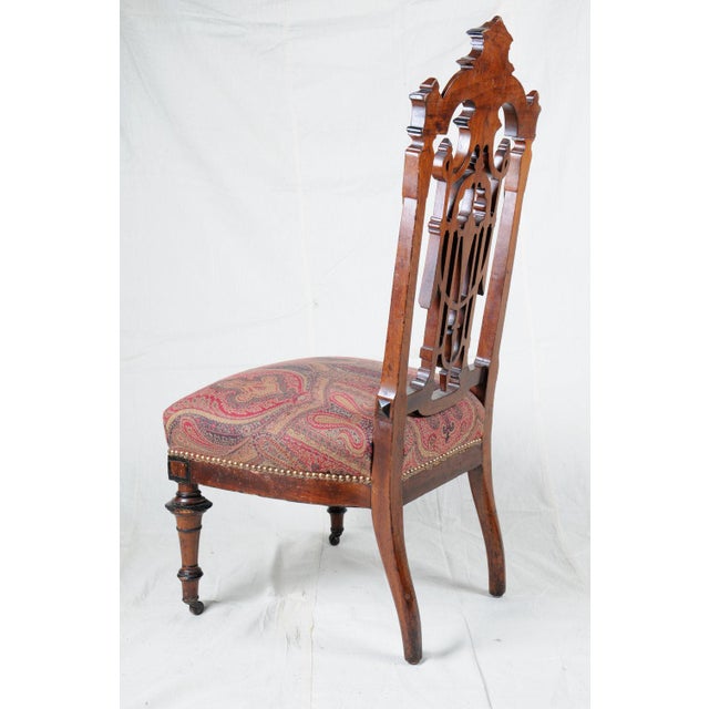 Late 19th Century 1880s Aesthetic Period Carved Wood Chair, Accent Chair, Victorian Style For Sale - Image 5 of 7