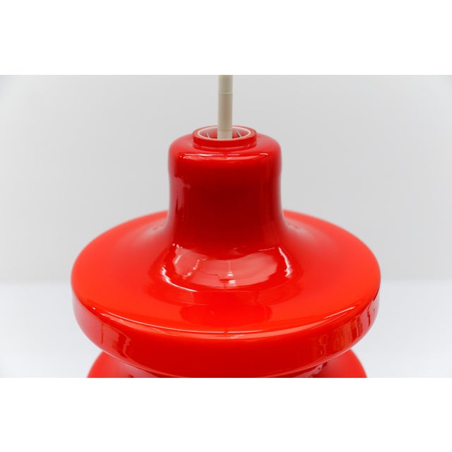 Lipstick Red Glass Hanging Lamp by Peill & Putzler, 1960s For Sale - Image 9 of 11