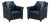 Pair of Classic Blue Leather Chairs For Sale