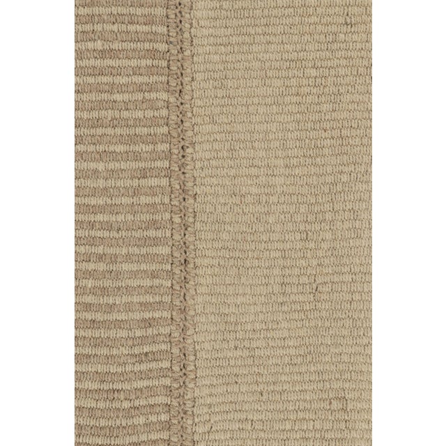 Contemporary Rug & Kilim’s Contemporary Kilim With Textural Beige Stripes For Sale - Image 3 of 7