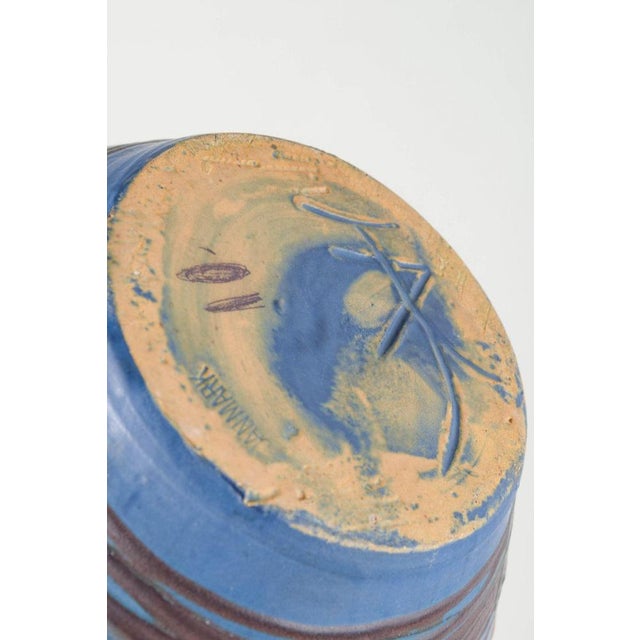 Large Blue Glazed Stoneware Vase and Floral Decorationation from Kähler, 1930s For Sale - Image 4 of 5