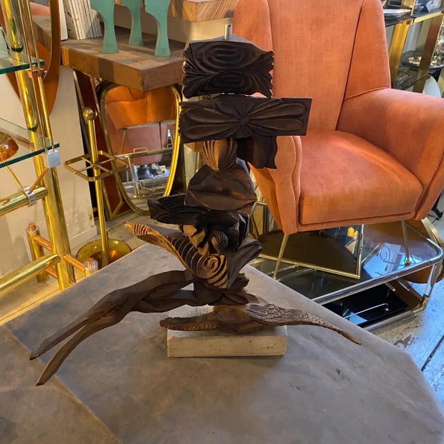 Contemporary 2000s Organic Modern Movable Hand-Carved Sicilian Wood Sculpture by Sciacca For Sale - Image 3 of 12