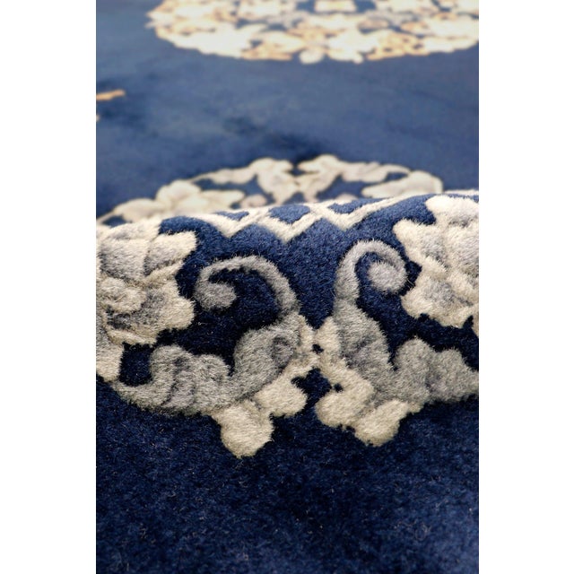 Pasargad Home Antique Art Deco Navy Area Rug, 7'10'' X 10' 3'' For Sale - Image 4 of 6