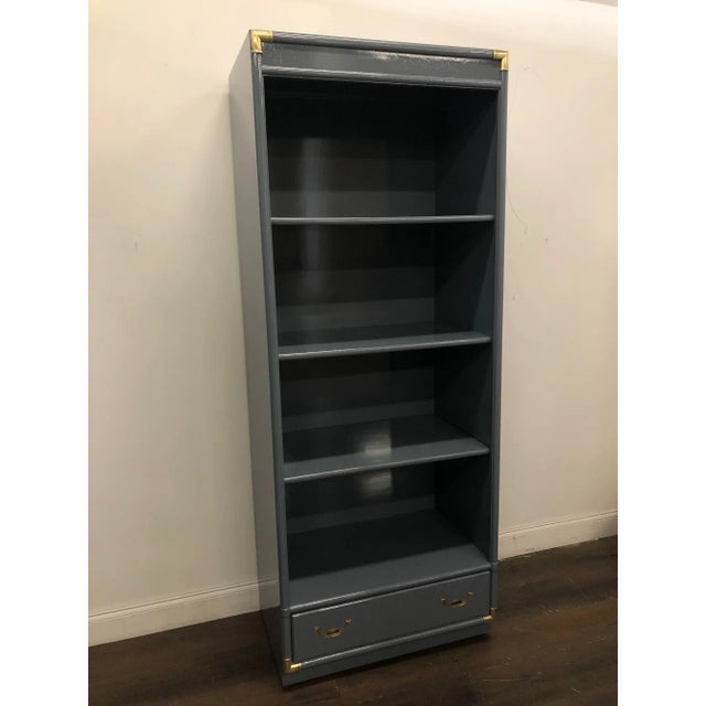 Wood Blue/Gray Drexel Bookshelf For Sale - Image 7 of 9
