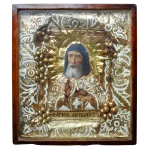 19th Century Greek Icon of St Anthony