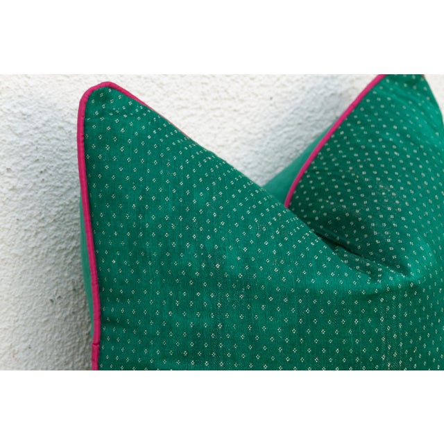 Kasa Green Dotted Ahir Handloom Pillow For Sale - Image 4 of 6