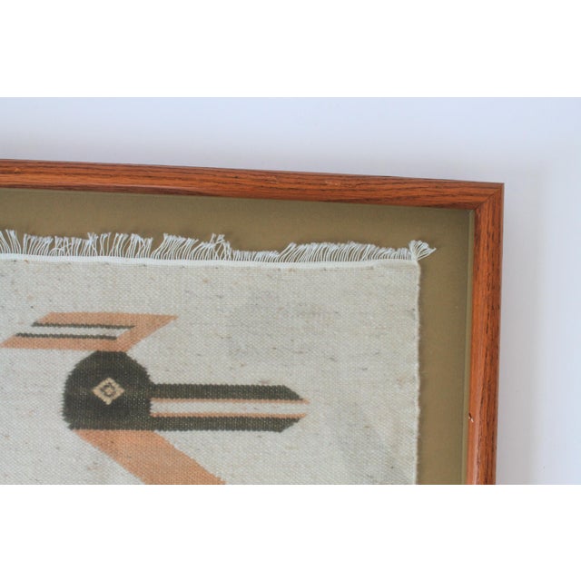 Mid 20th Century Vintage Framed Handwoven Bird Tapestry For Sale - Image 5 of 9