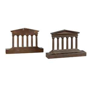 Pair of Late 20th Century Bronze Temple-Shaped Bookends