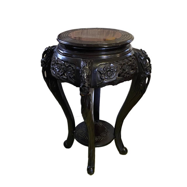 Brown Vintage Chinoiserie Rosewood Pedestal Stand Display For Sale - Image 8 of 8
