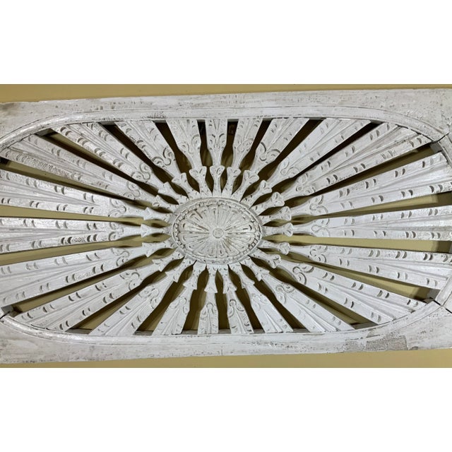 Vintage Hand Carved Sun Burst Architectural Wood Wall Hanging For Sale - Image 9 of 13