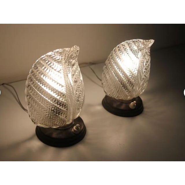 Art Deco Murano Glass Lamps, 1950s, Set of 2 For Sale - Image 8 of 12