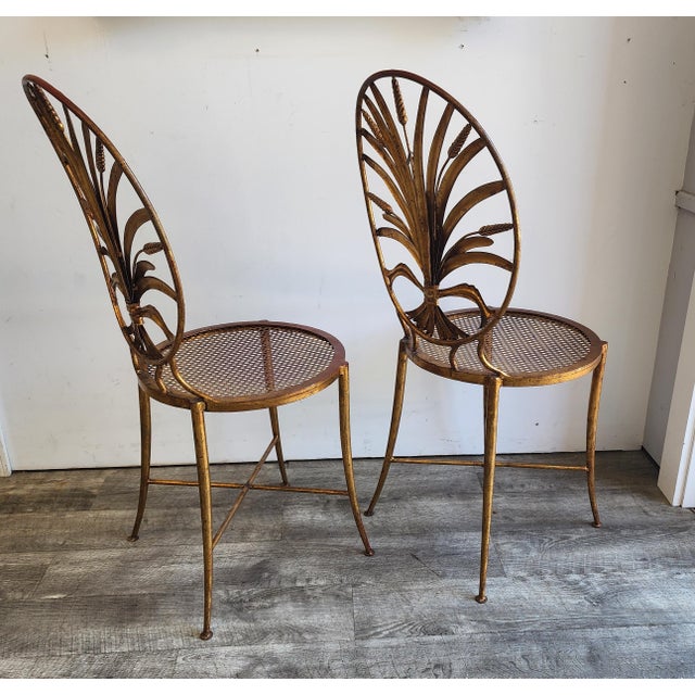 Pair of 1960s Italian Gilt Metal Wheat Sheaf Chairs by S. Salvadori For Sale - Image 9 of 17