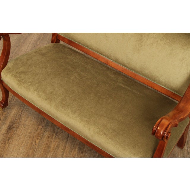 Green Antique Victorian Lion Head Carved Settee For Sale - Image 8 of 12