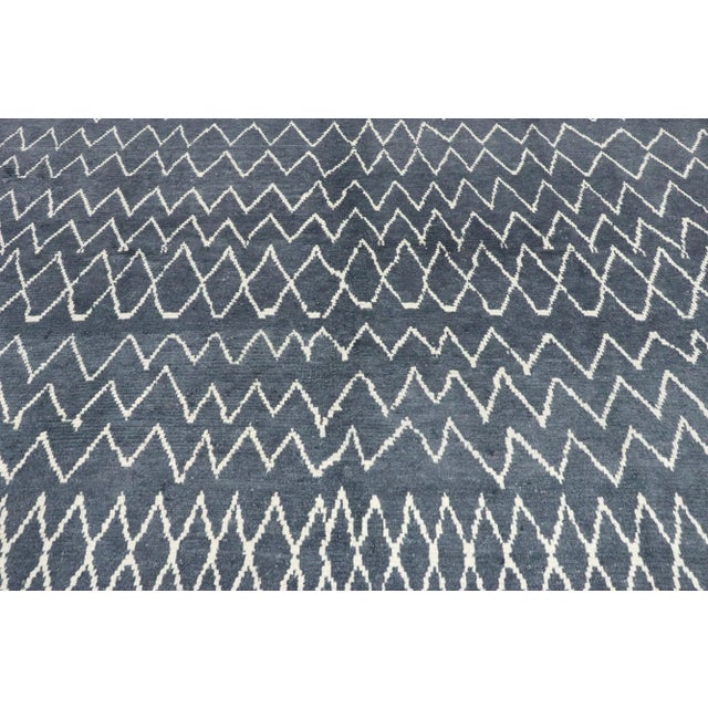 Steely Blue Moroccan Area Rug - 07'08 X 09'10 For Sale - Image 4 of 9