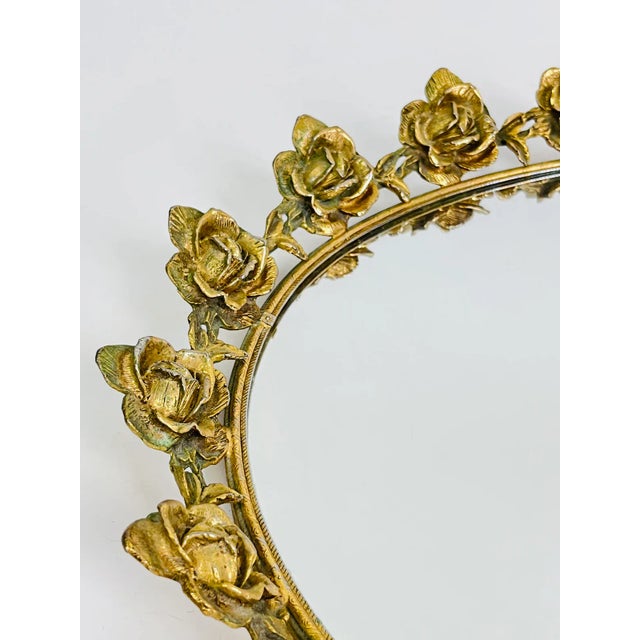 Victorian Large Oval Rose Gilt Filigree Mirror Bar Tray For Sale - Image 3 of 4
