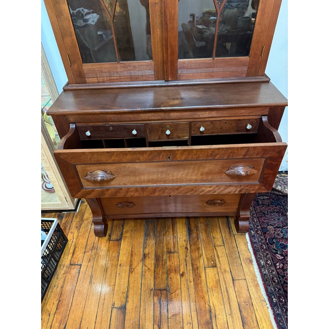 Mid 19th Century Antique 19th Century American Mahogany Secretary Desk and Bookcase For Sale - Image 5 of 12