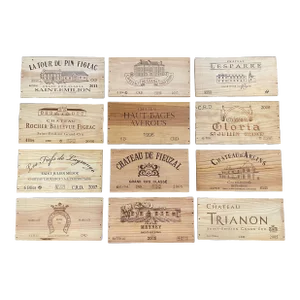 Vintage French Wooden Wine Crate Box Labels, Set of 12