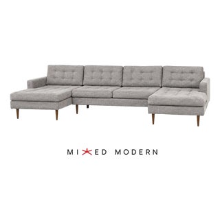 Large 140” Modern Grey Sectional Sofa For Sale