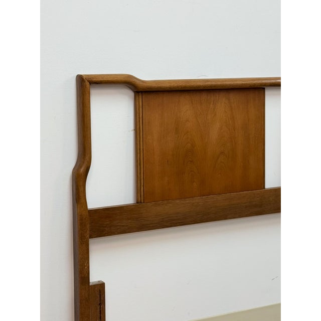 United Furniture MCM Solid Walnut Queen Headboard Vintage Solid Wood Piece For Sale In Tampa - Image 6 of 12