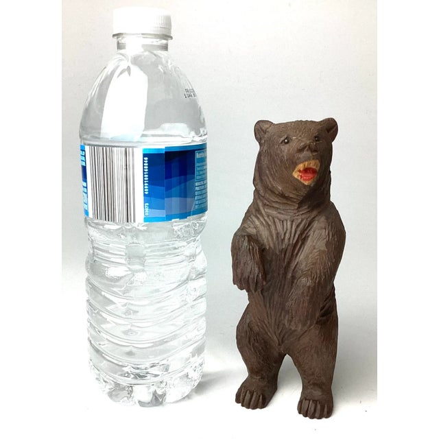 Vintage Early 20th Century Carved Wood Bear, Rustic Cabin Decor. 6” tall. Minimal age appropriate wear at feet.