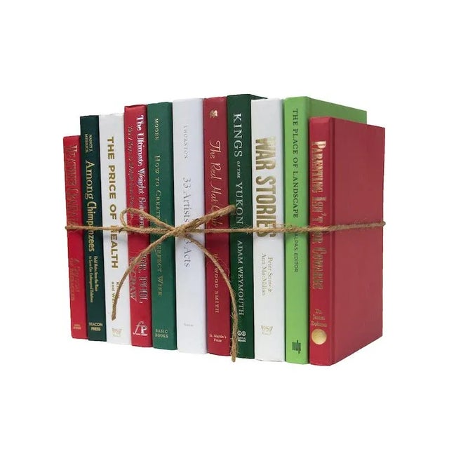 Contemporary Decorative Books - Winter Holly Book Bundle - 1 Foot of Burgundy and Green Books For Sale - Image 3 of 4