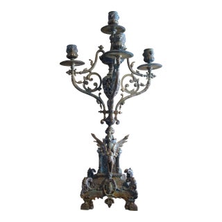 Early 20th Century French Bronze Gothic Candelabra For Sale