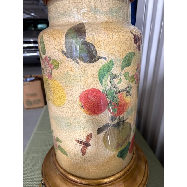 Pair of Crackled Painted Metal Jars Adapted as Lamps on Wood Bases, Late 20th Century For Sale In Savannah - Image 6 of 9