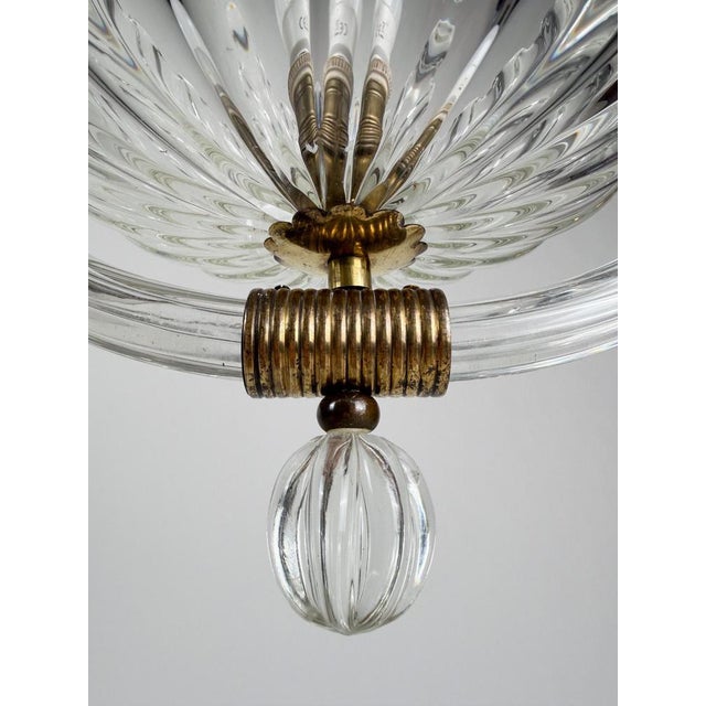 Italian Art Deco Murano Glass and Brass Pendant in the style of Seguso, 1930s For Sale - Image 15 of 18