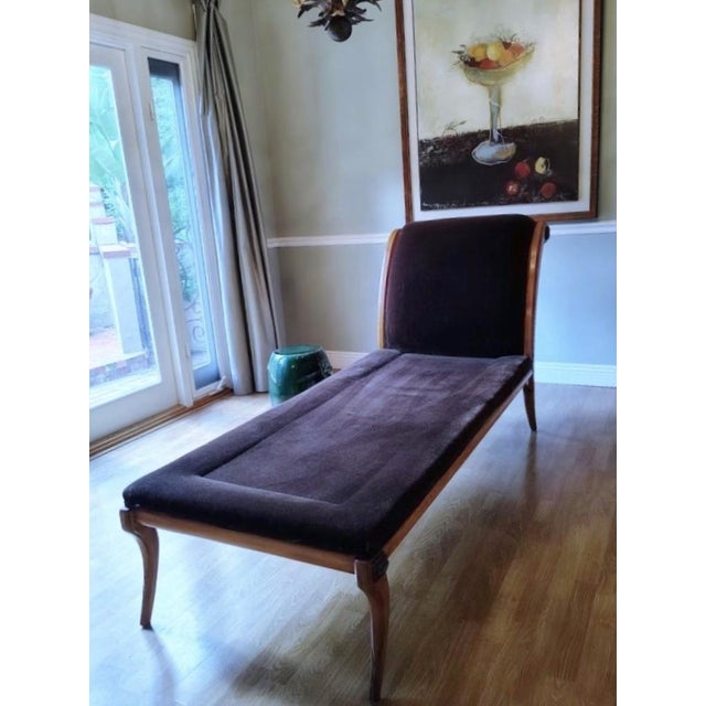 Klismos Chaise in Brown Mohair For Sale - Image 10 of 16