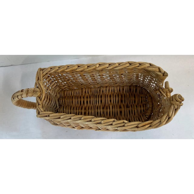 Vintage Wicker Wine Bottle Caddy Basket For Sale - Image 4 of 7