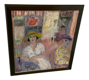 Mid 20th Century Expressionist Style Figurative Oil Painting by Judith Bledsoe, Framed