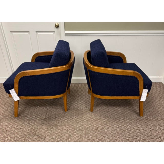 Wood Pair of Baker McGuire Resort Teak Schooner Lounge Chairs With Ottoman For Sale - Image 7 of 10
