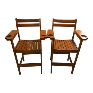 Vintage Maple Spectator Chairs - A Pair For Sale