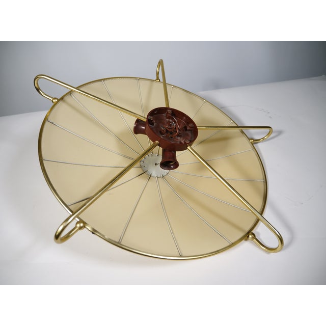 Beige Art Deco Ceiling Lamp in Metal and Fabric from Erco, 1950s For Sale - Image 8 of 9