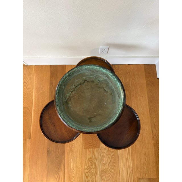 Wood Neoclassical Mahogany Four Top Plant Stand/Server With Copper Liner For Sale - Image 7 of 9