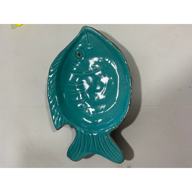 1990s Italian Turquoise Fish Plate For Sale - Image 4 of 9