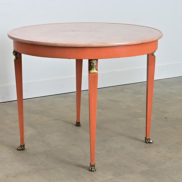 Mid 20th Century French Empire Style Marble Top Painted Center Table For Sale In Baton Rouge - Image 6 of 11