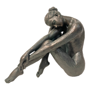 Modern Sculpture Nude Woman Reclining Seated Pose, Sculpting Plaster.