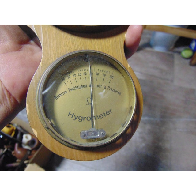 1970s Mid-Century Wooden Barometer, Hygrometer, Thermometer, 1960s For Sale - Image 5 of 10