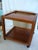 Vintage Teak Rolling End Table With Linen Magazine Sling For Sale - Image 6 of 10