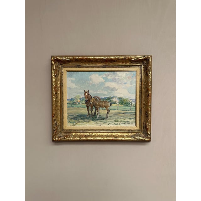 Einar Söderlund, Horses in a Pasture, 1960s, Oil Painting on Panel, Framed For Sale - Image 7 of 13