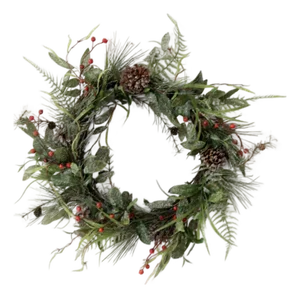 Vintage Christmas Wreath With Twig Frame and Frosted Greenery