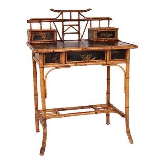 Aesthetic Movement Bamboo and Lacquer Writing Table For Sale