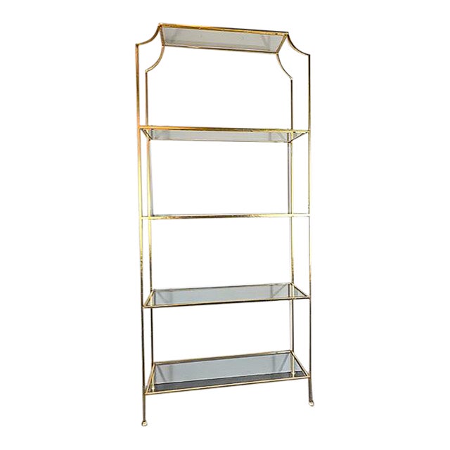 Gilded and Glass Worlds Away Etagere For Sale