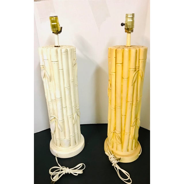 1970s Mid-Century Ceramic Faux Bamboo Lamps - a Pair For Sale - Image 12 of 12