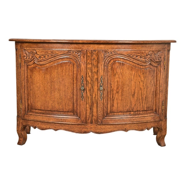 Minton Spidell French Provincial Louis XV Carved Oak Sideboard or Bar Cabinet For Sale