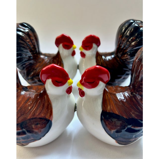 1970s Magnetic Glazed Ceramic Turkey Salt & Pepper Shakers - Set of 4 For Sale - Image 9 of 18